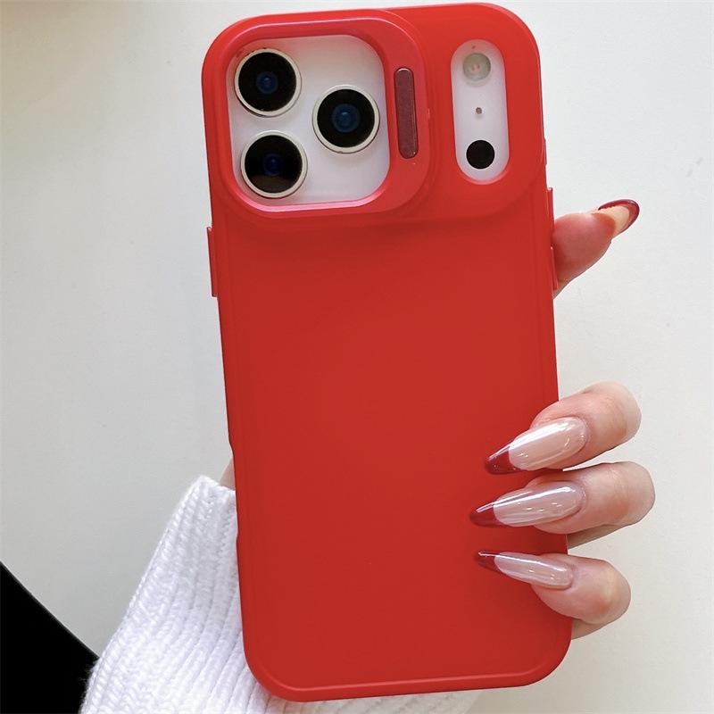 

Solid Color Drop-Proof Phone Case for iPhone 17/16 with Lens Holder 15 Pro красный
