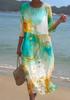 European and American New Large-size Dress Women's Clothing Seaside Vacation Printed Loose Long Dress