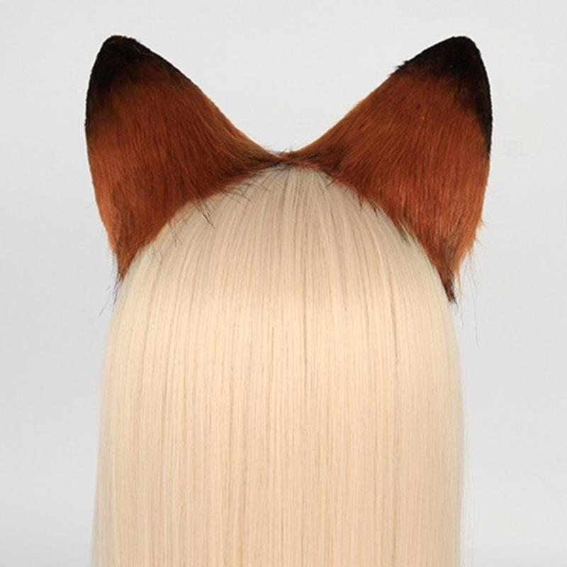 Anime-Cosplay Props Foxes Ears and Tail Set Plush Furry Animal Ears Hairhoop with Foxes Tail Fancy-Dress Party Costumes