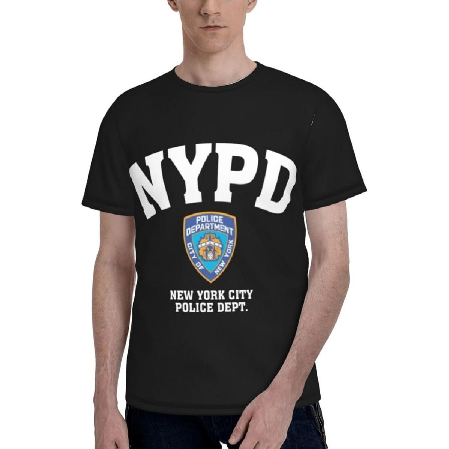 JOISOMI Мужская футболка Департамент полиции Нью-Йорка NYPD Мужские спортивные футболки с коротким рукавом Быстросохнущая Дышащая Круглый вырез L Черный S разноцветный