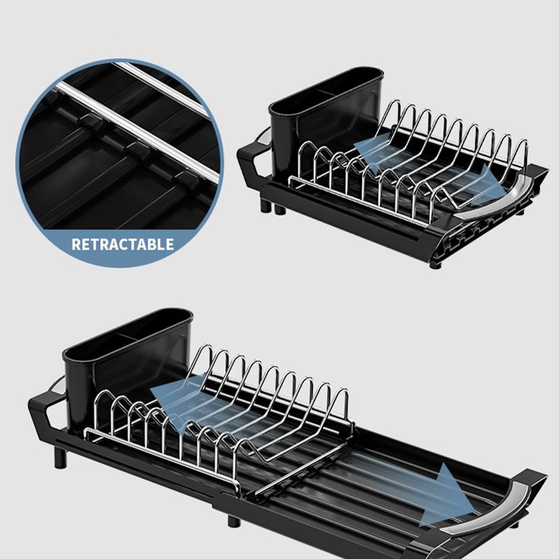 1pc Single-layer Draining Rack for Kitchen Bowls Dish Drainer Retractable Kitchen Desktop Storage Rack Kitchen Counter Organizer