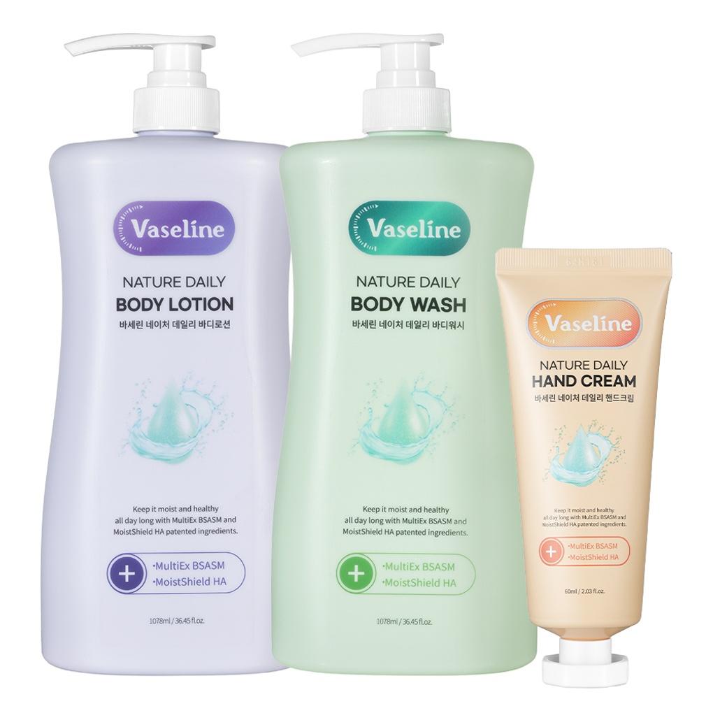 

Vaseline Nature Daily Body Lotion Body Wash (2 x 1078ml) + Free Gift (2 x 60ml Hand Cream) Body lotion + body wash