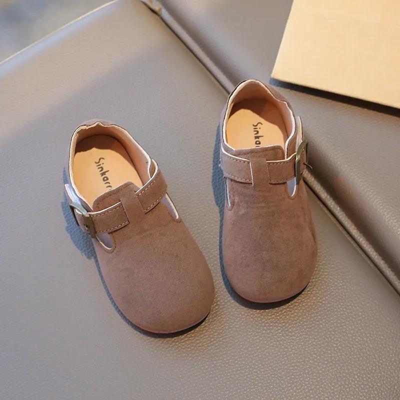 New Fashion Boys Girls Moccasins Hook&loop Non-slip Elegant Kids Flat Shoes Soft Sole Children Leather Shoes Retro Sweet