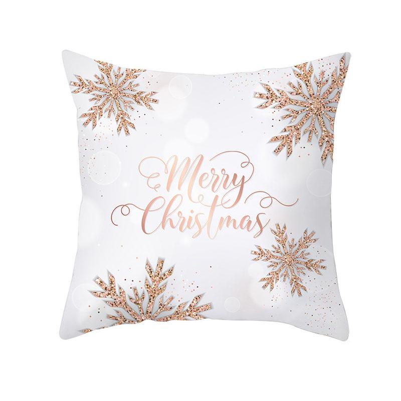 Merry Christmas Pink Gold Peach Velvet Pillowcase  Decoration Sofa Cushion Cover Bedroom Room Home  45x45cm