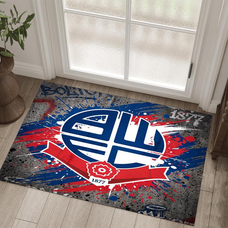 Bolton Wanderers FC Design Crystal Velvet Carpet Cozy Non?Slip Printed Rug For Bedroom Living Room Entrance