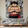Monkey D Luffy One Piece Muscular Crossed Arms Manga Panel Background Anime Wall Tapestry Decor for Bedroom Game Room Gift