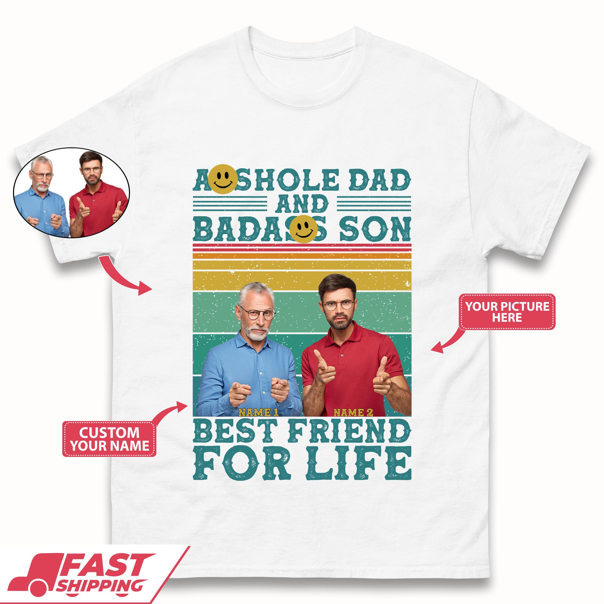 Personalised Asshole Dad And Badass Son Mens T-Shirt Womens Tops Tees L