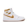 Damen Air 1 Retro High OG 'Metallic Gold' (Damengrößen) Weiß / Metallisches Gold / Kaugummi Hellbraun Vintage Basketballschuhe FD2596 107