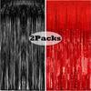2Packs 1x2m Red Black Foil Curtain Backdrop Black Red Tinsel Party Streamer Curtains Wedding Bridal Shower Birthday Decoration 5