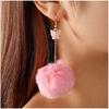 Artificial Fur Ball Fluffy Earrings Colored Pompom Earrings Suitable for Girls