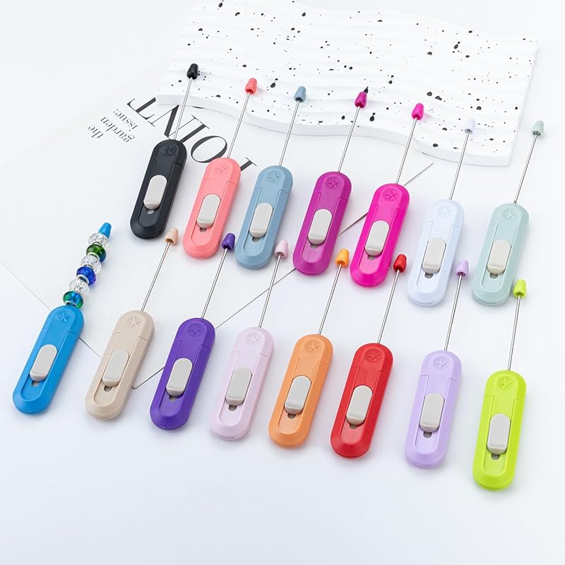 Beadable Letter Opener Blanks - Metal Envelope Slitter Mail Openers with Beaded Design Assorted Colors (Colorful, 12 Packs) 12 Packs