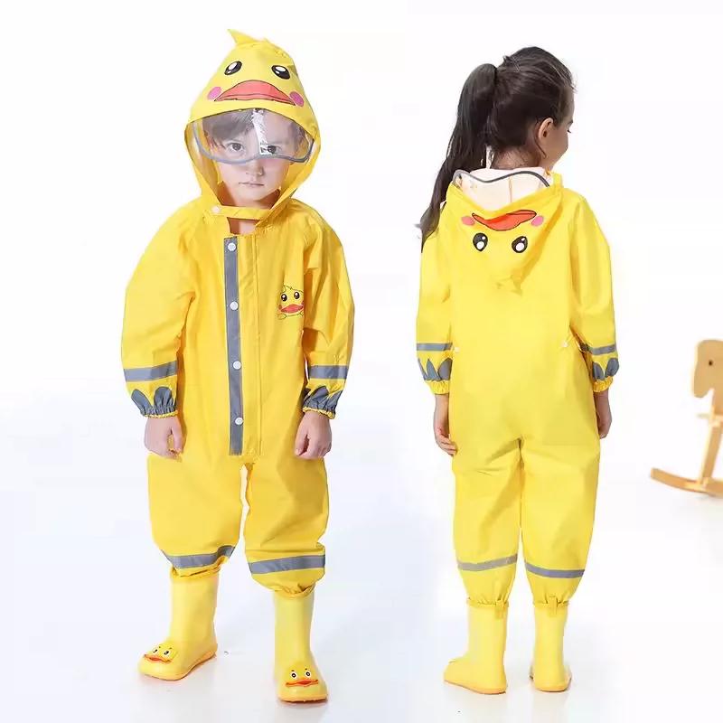 Impermeabile per Bambini Impermeabile Intero Pantaloni da Pioggia Corpo Integrato Impermeabile Ragazza Ragazzi Scuola Primaria Asilo Poncho per Bebè