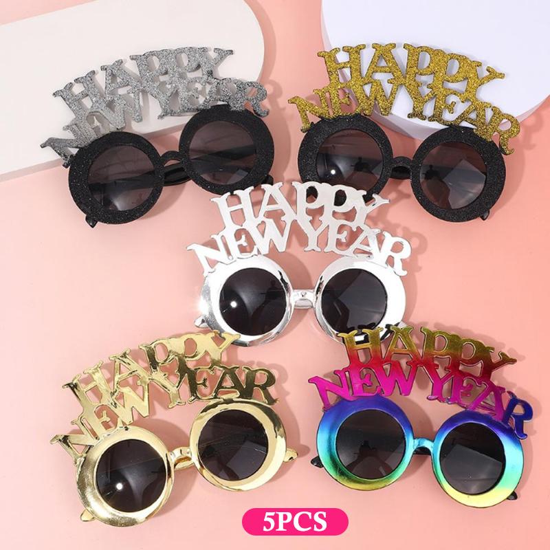 Happy  Year Glasses 2026 Photo Booth Props Party Glasses Christmas Gift Decorative Sunglasses Universal Size 1/5Pcs