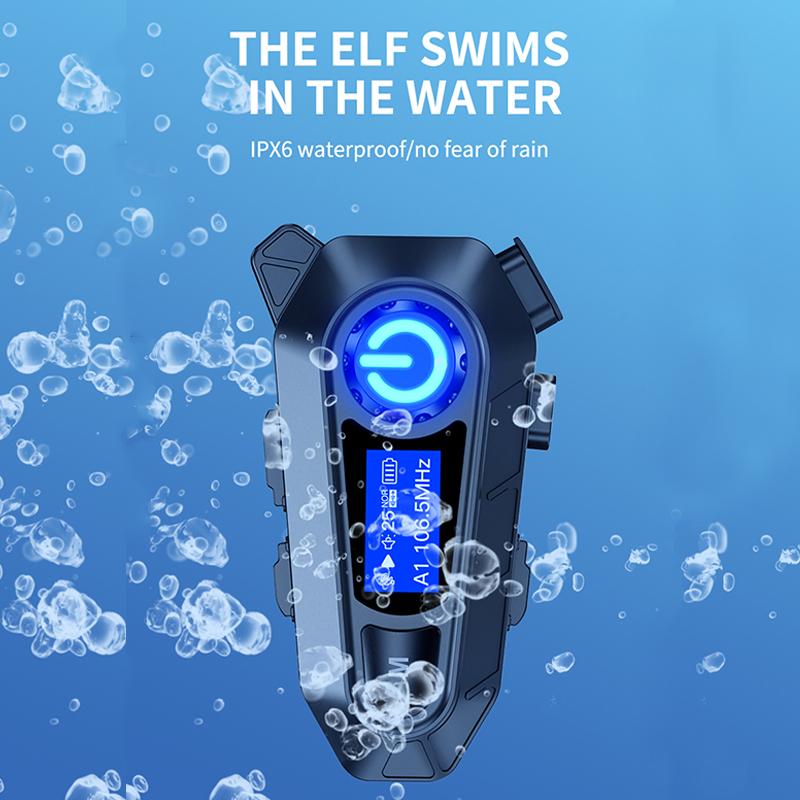 A1 Motorradhelm Bluetooth-Headset Kabelloses LCD-Display Freisprechen Musik-Headset IP67 Wasserdicht Radfahren Anruf