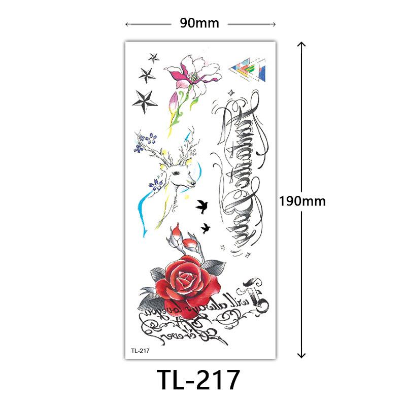 Flower Tattoo Stickers, Color Sketch Tattoo Stickers, English Letters, Wedding Photography Tattoo