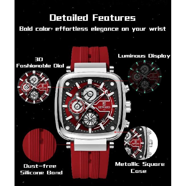 REWARD Reward Men Watches High Quality Coolest Fashion Silicone Quartz Watch logo Waterproof IP Plating Watch for Men