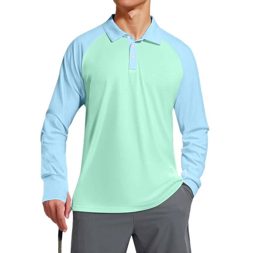 Men's Raglan Long Sleeve Golf Shirt UPF 50+ Lightweight Shirt