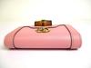 Authentic GUCCI Double G Bamboo Pink Leather 6 Pics Key Chain #a611 Refurbished