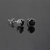 Stud Earrings Unisex Ear Piercing for Men Women 6mm Black Zircon Stylish Simplicity Silver Color Hip Hop Jewelry Gifts Wholesale