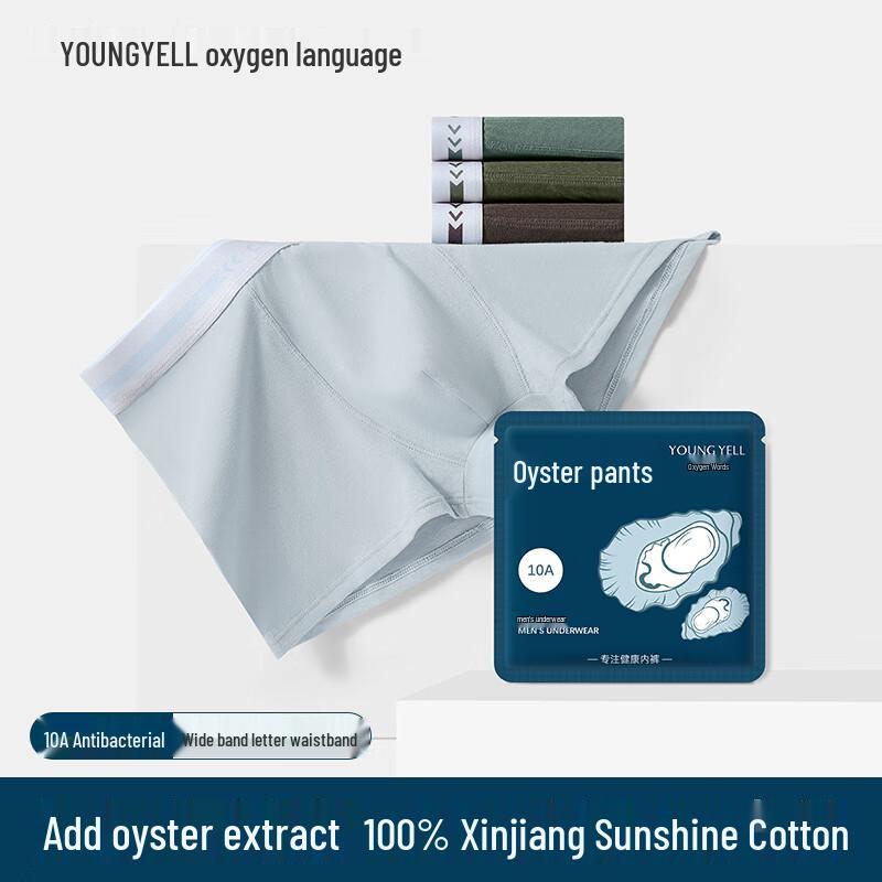 YOUNGYELL Men s 3-Pack Antibacterial Pure Cotton Boxer Briefs L