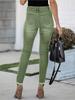 Women's Plus Size Slim Fit Multi-button Elastic Washed Denim Jeans