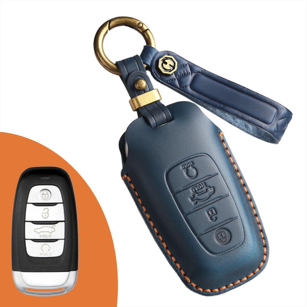 The Retro Key Cover Is Suitable for Hongqi H5 H7 Old Car Handmade Leather Key Protection Case Ring.