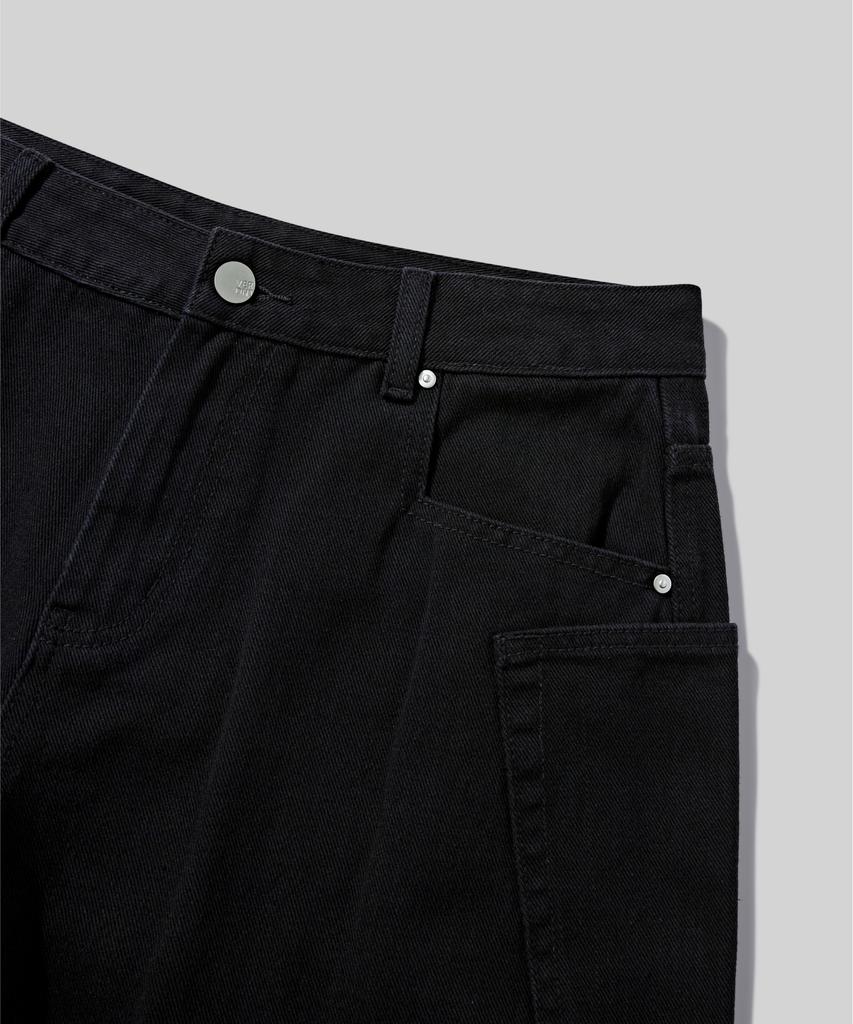 Beodeonteu Layered Cargo Twill Cotton Bermuda Shorts [Black]