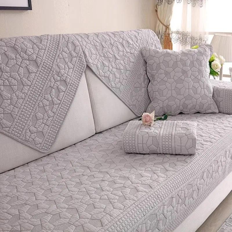 Cotton Fabric Floral Embroidery Sofa Towel Anti Slip Fabric Thickened Fabric Cushion Multi Purpose Sofa Cover Backrest Mat