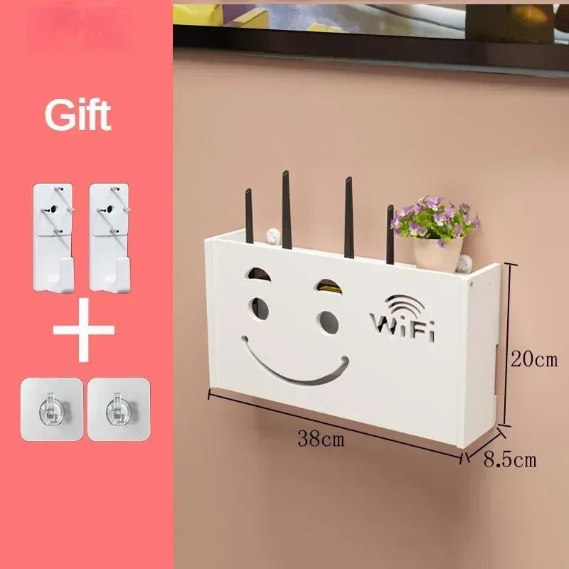 Bezprzewodowy router montowany na ścianie Półka Pudełko do przechowywania WiFi montowane na ścianie Dekoracja ścienna do salonu Uchwyt zasilający Kabel Organizer Pudełko