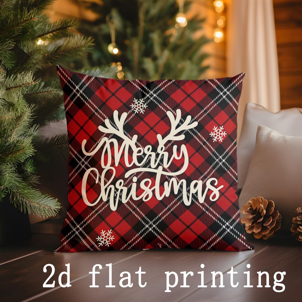 Weihnachts-Plaid-Kissenbezüge mit Hirsch- und Schneeflockenmuster Kissenbezug Geeignet für Sofa Schlafzimmer Auto Kissenbezug