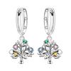 Exquisite Trendy Fashion Women's Fine Jewelry Copper Silver Plated Life Tree Dangle Hoop Drop Earrings Sparkling Multi Color CZ