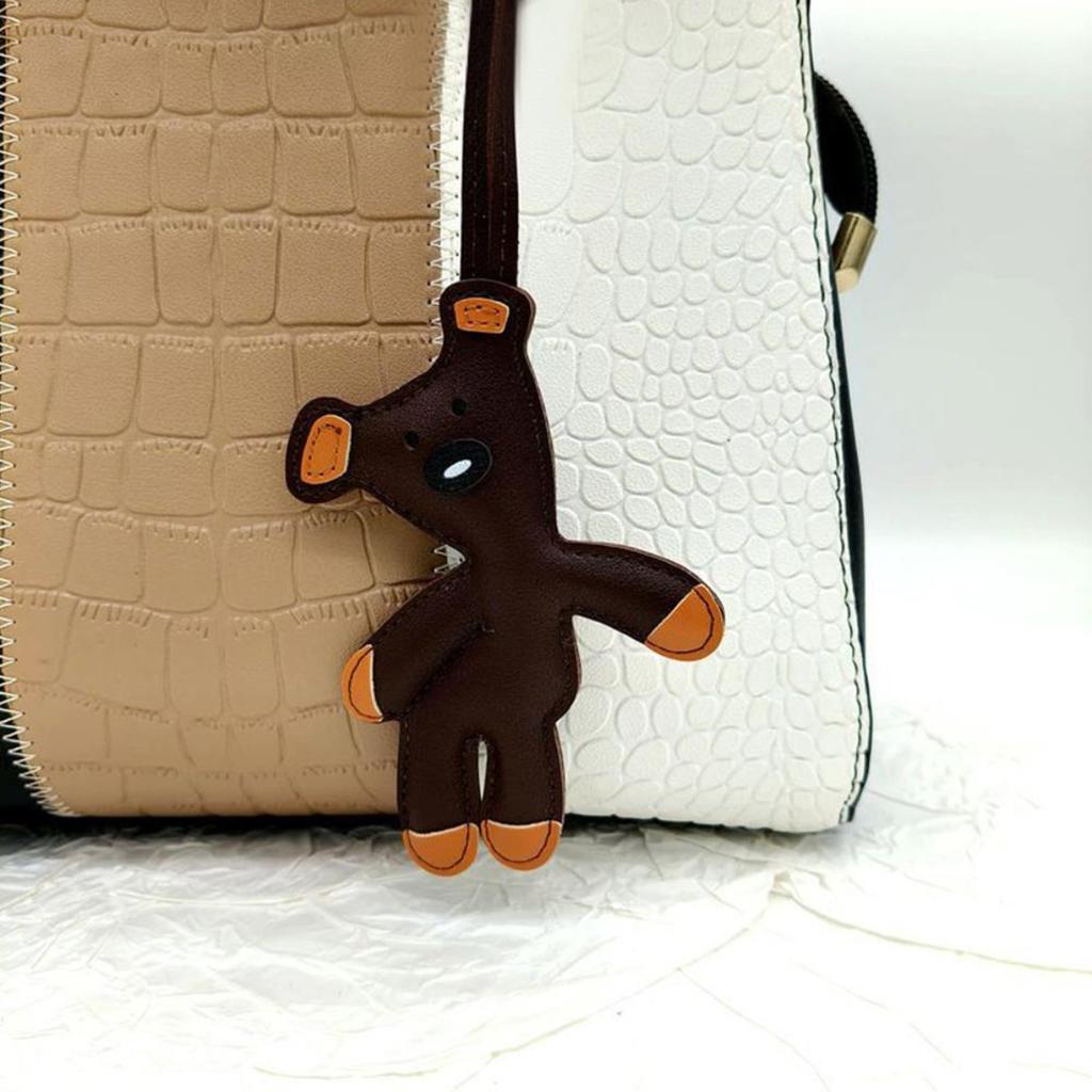 Mini Teddy Bear Keychain, Faux Leather Animal Keychain, Hanging Decoration Backpack, Handbag Hanging Decoration, Korean Version Bag Pendant