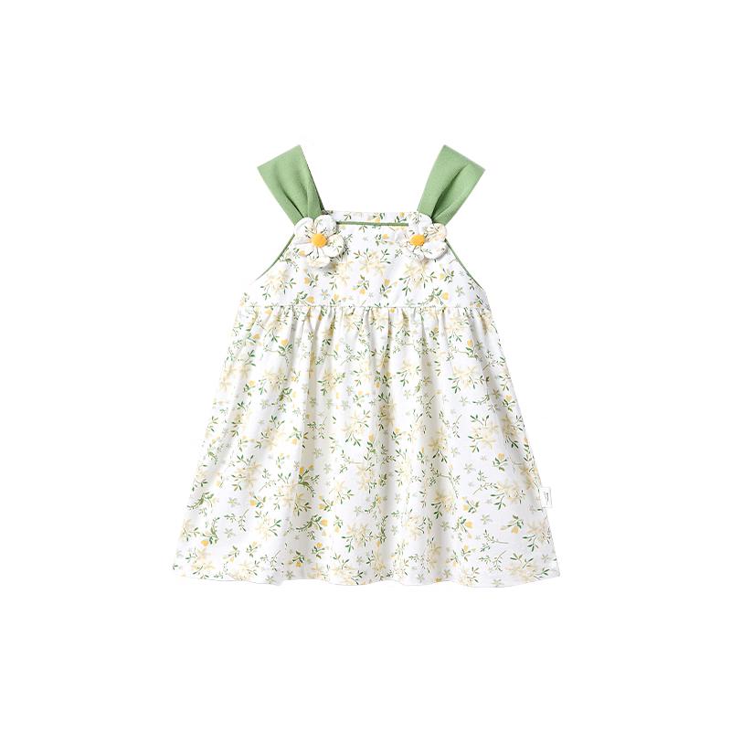 Happy Bear Girls  Pure Cotton Floral Spaghetti Strap Dress 100