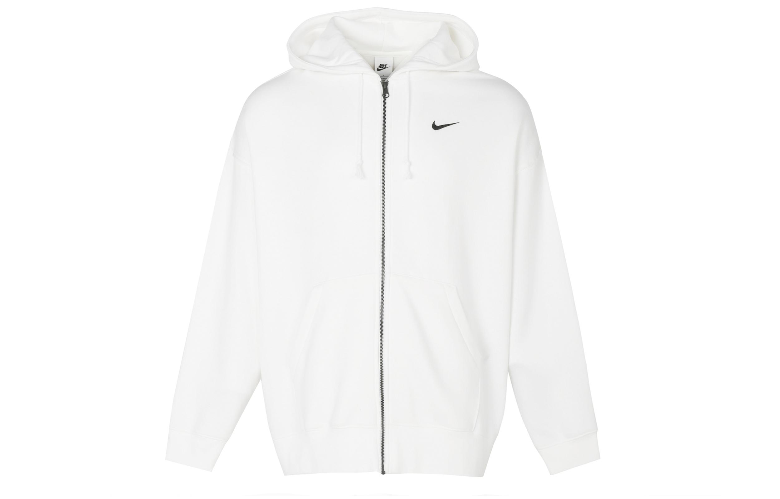 Nike Women ss Fleece Lined Zip-Up Hooded Jacket White DD5635-100 M