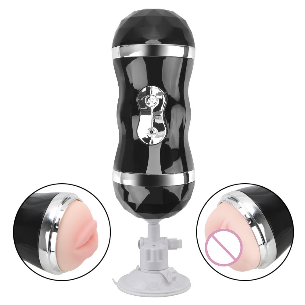 USB Rechargeable 18 Modes Realistic Self Heating Sex Toys For Men Real Vagina and Mouth Automatic Male Masturbator