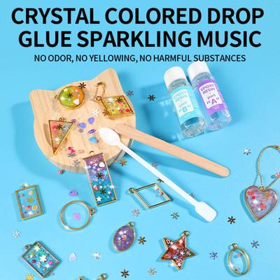 1 Set DIY Epoxy Hanging Decoration Kit with Beads Glitter Charm Tools Kids Adults Beginner Handmade Epoxy Hanging Ornament Necklace Pendant Crafts Kit