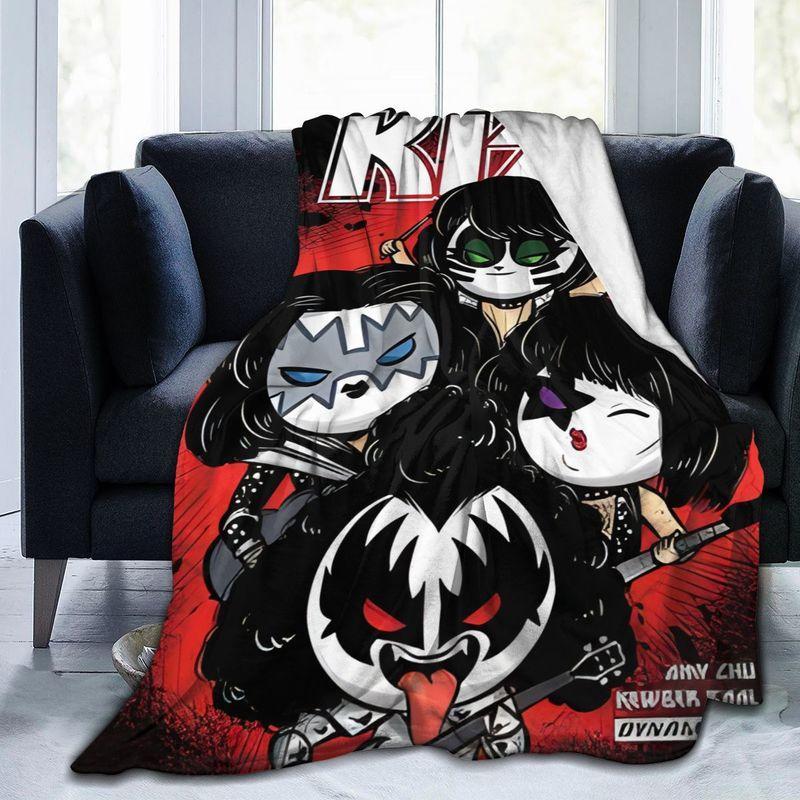 KISS Rock Band Pătură imprimată 3d Pătură de flanel Pătură super moale din lână Pătură caldă pentru dormitor, canapea, canapea, cadouri