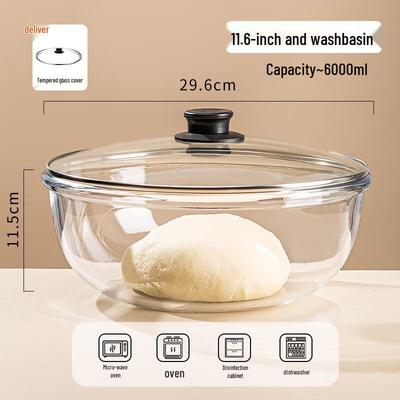 Yipan 6000ML High Borosilicate Glass Mixing Bowl with Lid