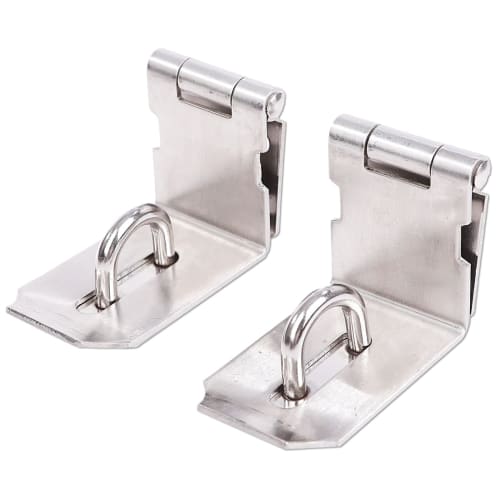 Rubonarie Stainless Steel 90 Degree Door Latch, Padlock Latch, Door Hardware, Hasp, Latch, Door Stop Hardware, Security, Set of 2 (Silver)