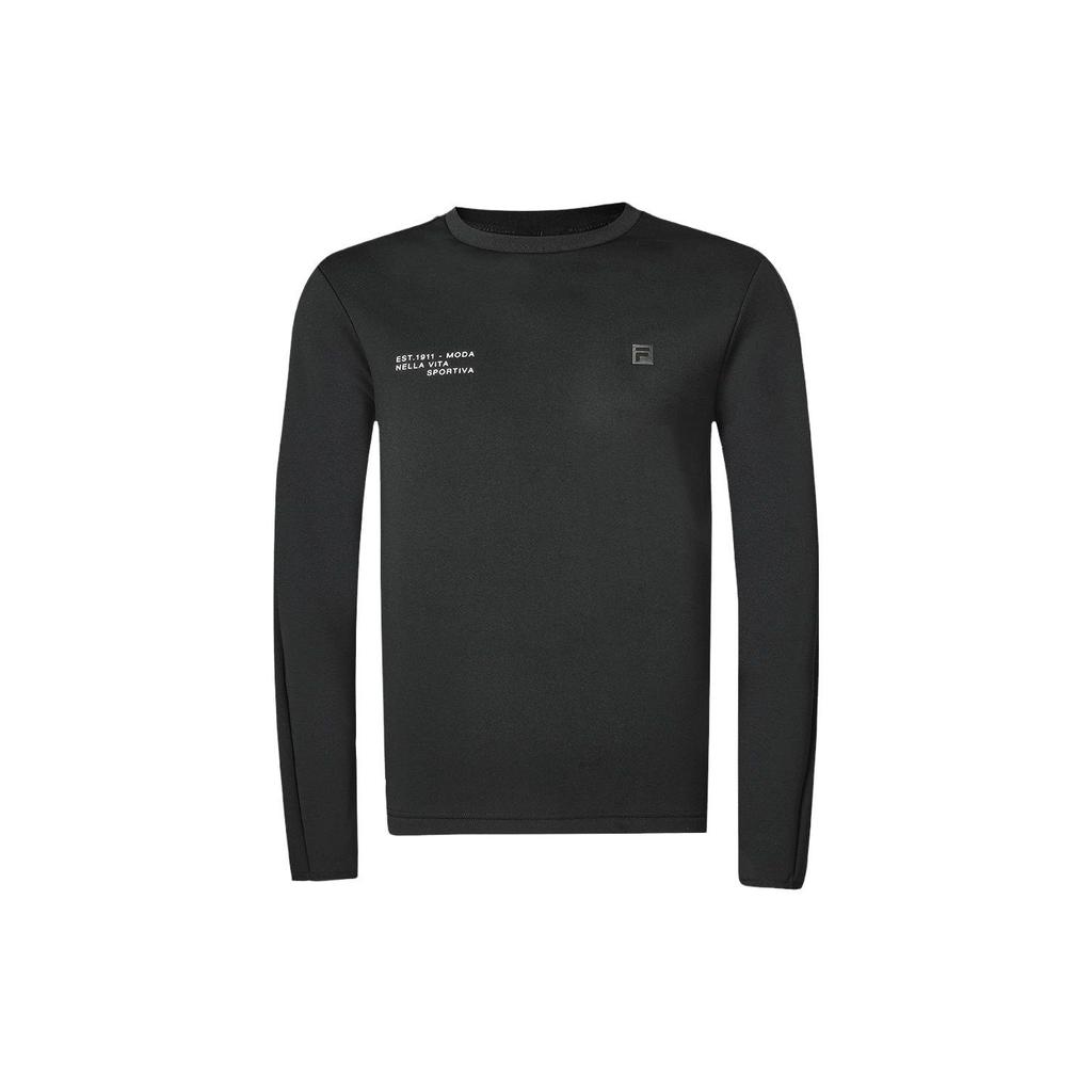 FILA Letter Print Fitness Pullover Sweatshirt Men sweatshirt Deep-Black A11M341210F-BK