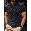 Retro Irregular Striped Printed Short Sleeved Polo Shirt