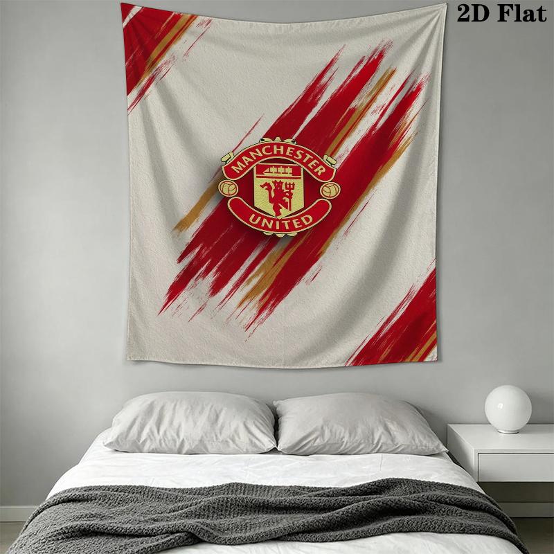 Manchester Unitedaa Tapisserie Murale Accrochage Mural Esthétique Couverture en Tissu Imprimé Tapisseries Décoratives pour Chambre à Coucher Salon Décoration de la Maison