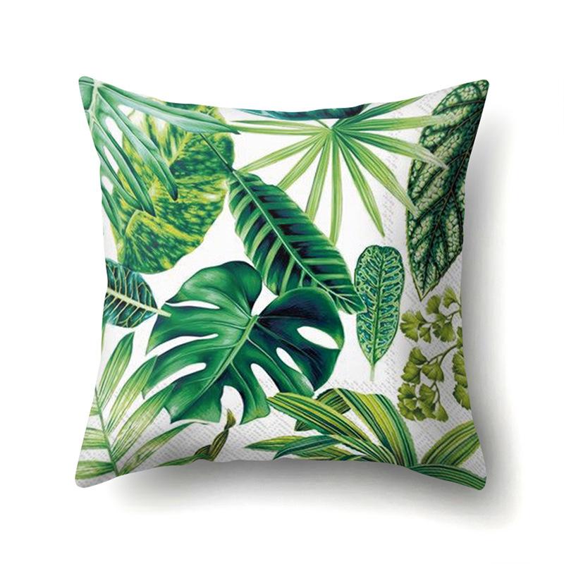 Polyester Pillowcase Nordic Ins Style Plant Flower Print Peach Leather Velvet Pillowcase Car Waist Cushion Cover