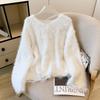 Beaded Floral Faux Mink Knit Sweater for Women, 1011 Autumn/winter Soft and Glutinous Bow Sweater, Base Layer Pullover Top