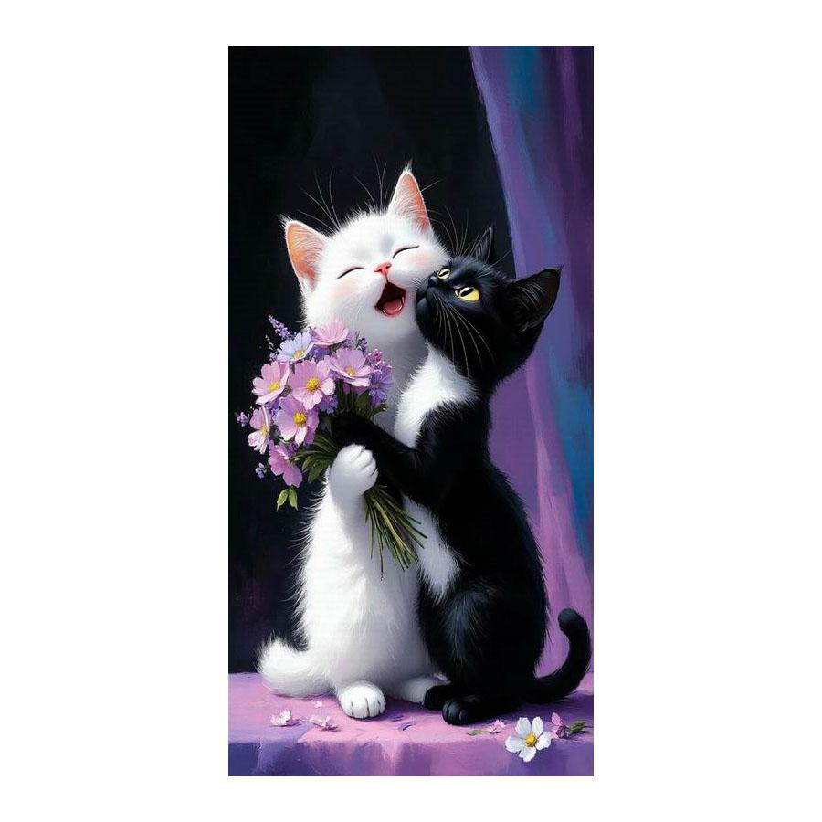 Cute Black and White Cat Diamond Painting New Collection Large Size Animal Diy Full Square Round Drill Rhinestone Embroidery Mosaic Cross Stitch Kits