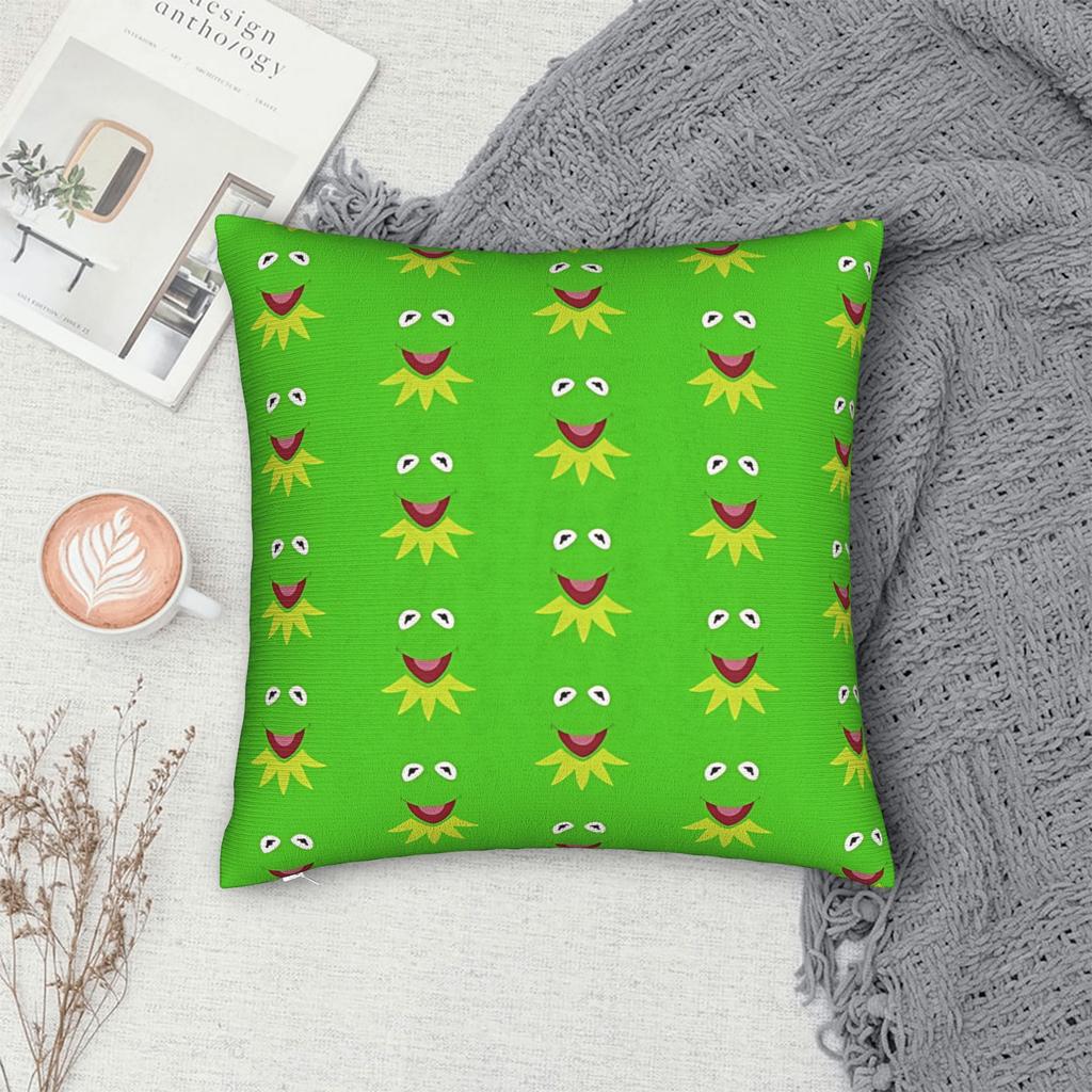 Kermit Frog Square Pillow Case Cushion Covers Vintage Zipper Decor Pillowcase For Sofa 18"X18"