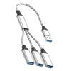 USB OTG Cable with 3 USB Port Expand Connectivitys Braided Cord Easy Installation Perfect for External Drive Printers