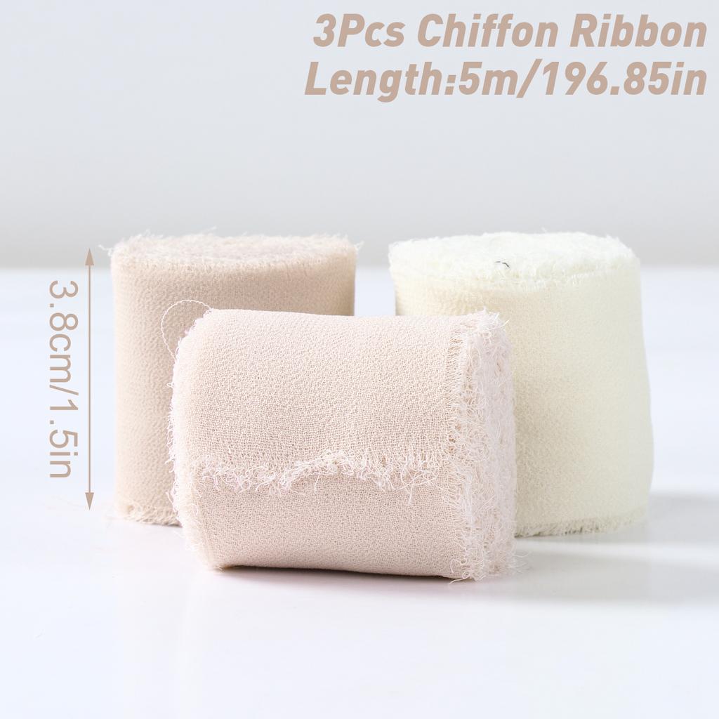 3 Roll/Set Ausgefranste Seidenbandkante Knitterchiffon Handgemacht Gerissen Hochzeitsparty Blumenstrauß Geschenkdekor Weihnachten Heimdekor