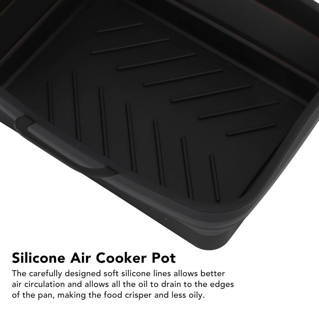 2 Pcs Silicone   Cooker Pot with Handle Rectangular Fryer Liner Tray Replacement for Kitchen Cooking Accessories