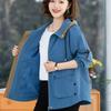 Women Hooded Casual Windbreaker Spring Autumn Fashion Loose Long Sleeve Trench Coat Solid Color Pockets Jackets